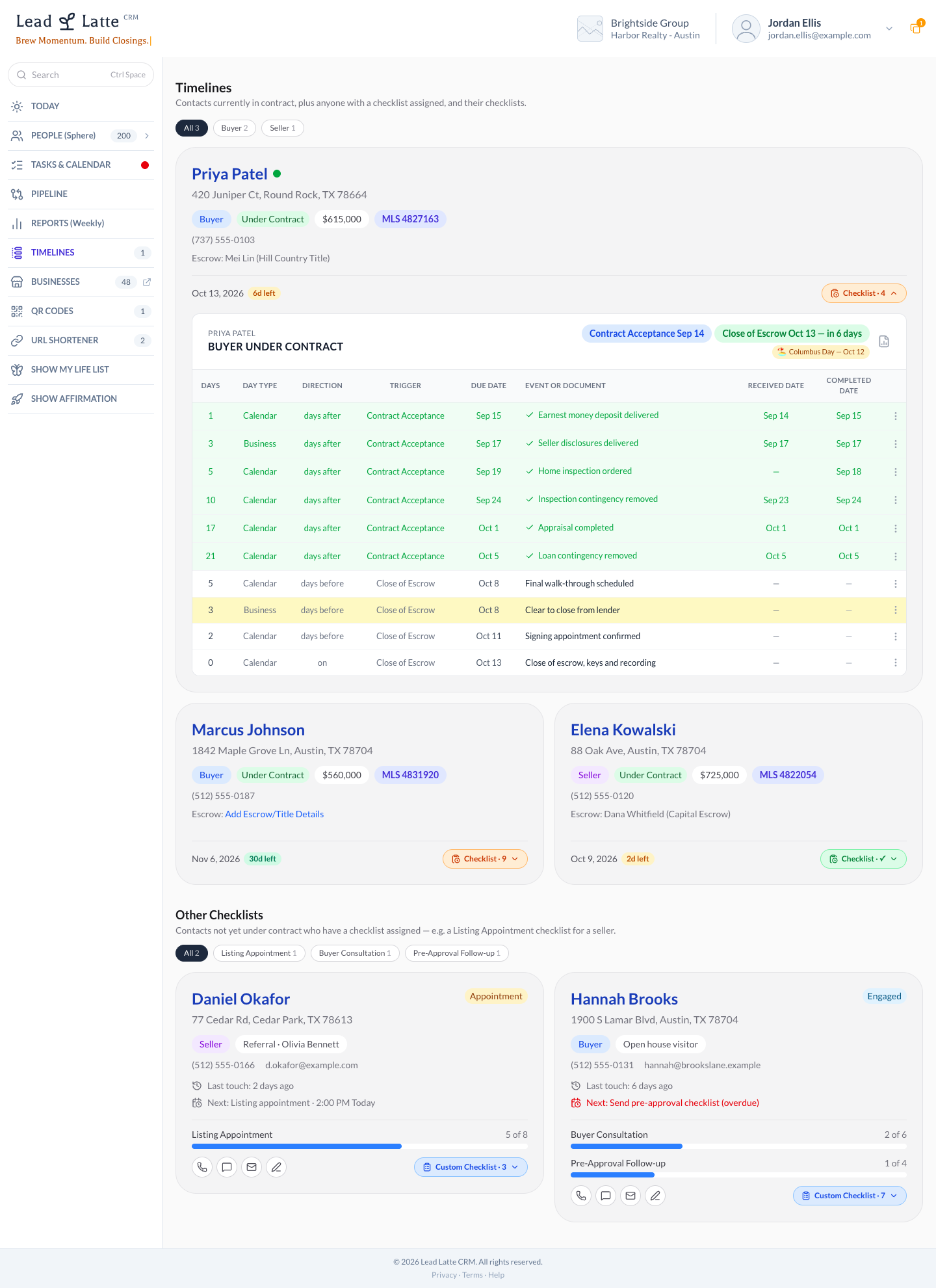 Transaction timelines
